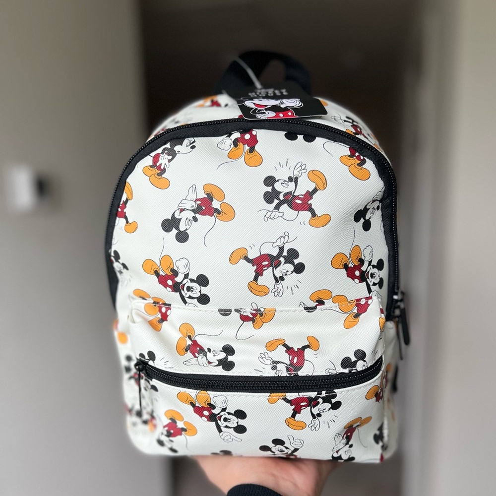 Disney Mickey Mouse Mini Faux Leather White Backpack
